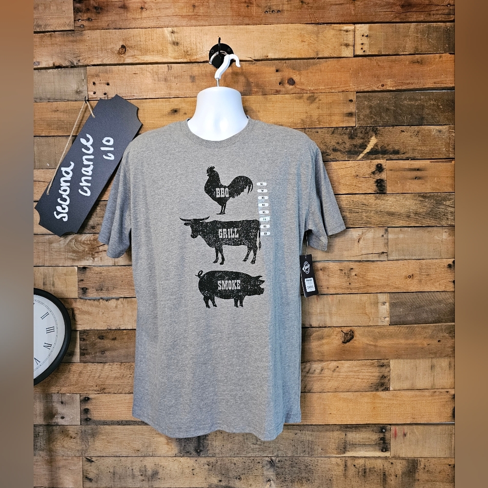 Live Outside The Limits Men's Heather Gray Smoke Grill BBQ Theme Shirt Size M